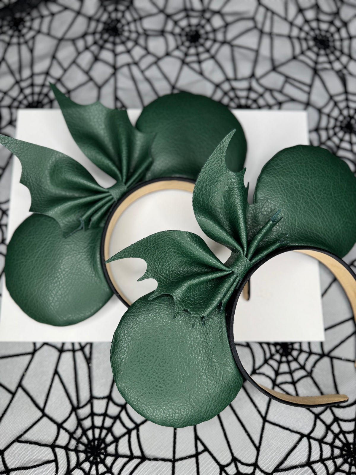 Dark Green Faux leather mouse ears