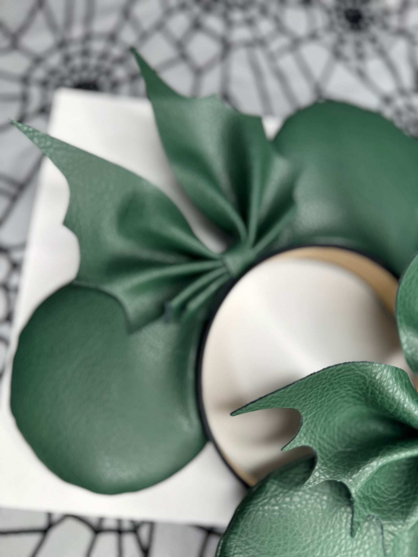 Dark Green Faux leather mouse ears