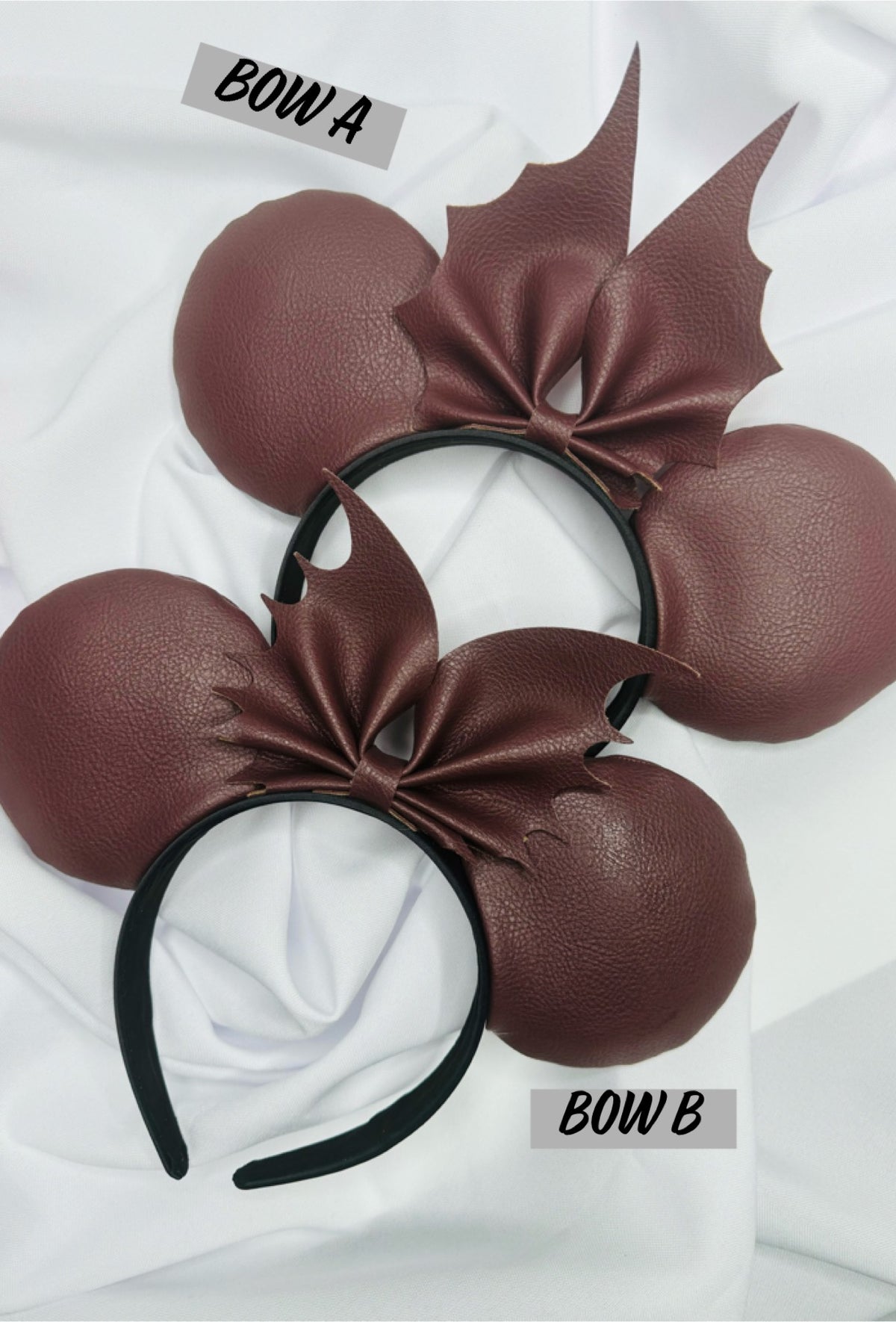 Faux Leather Ears with bat bow