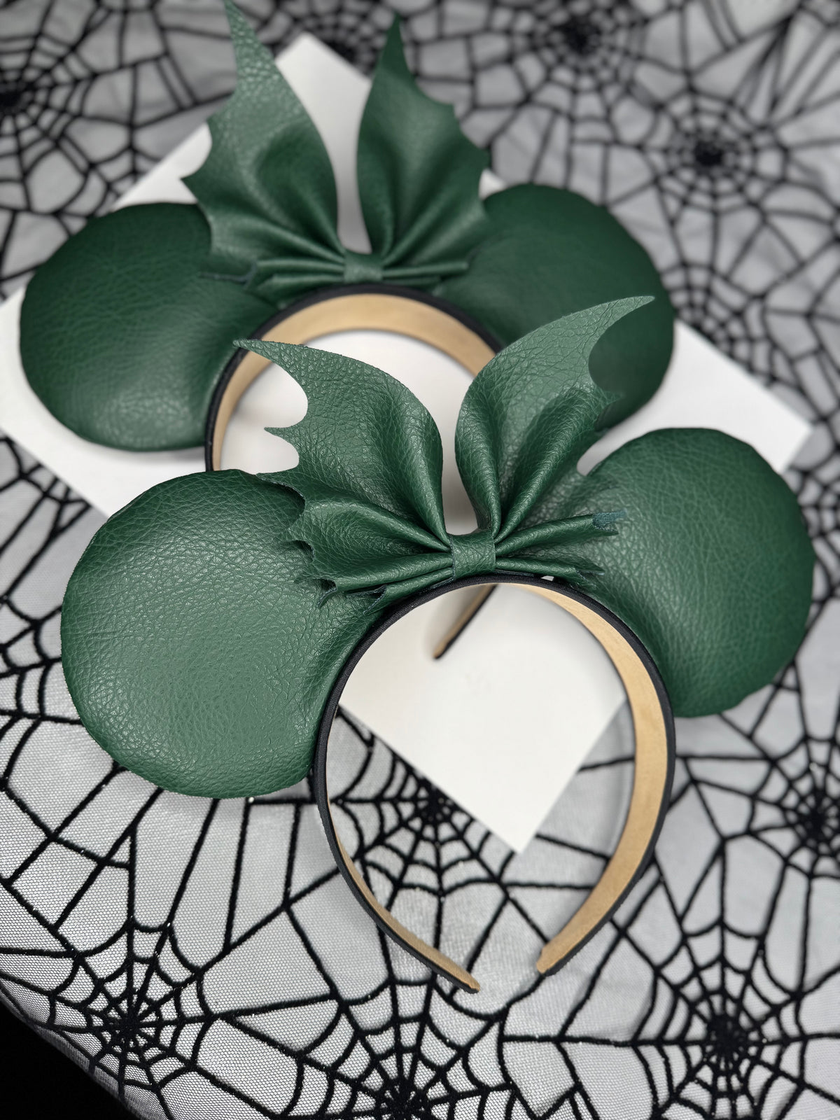 Dark Green Faux leather mouse ears