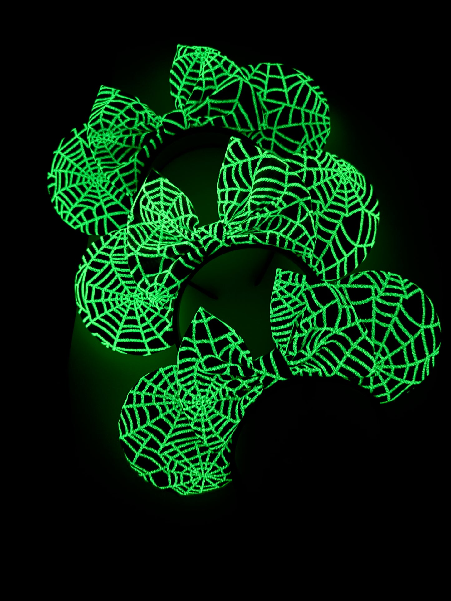 Green Glow in the Dark Spiderweb Inspired Ears