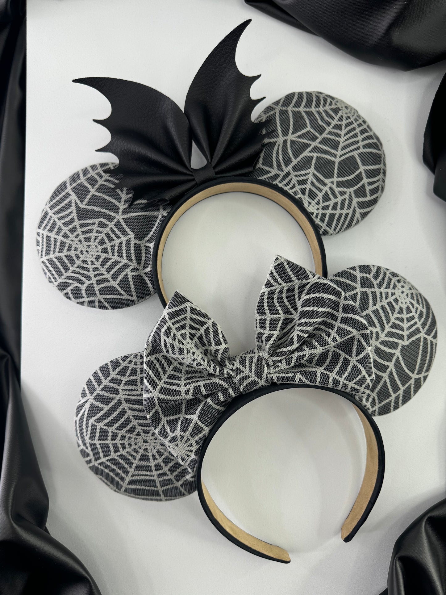 Gray white Glow in the Dark Spiderweb ears