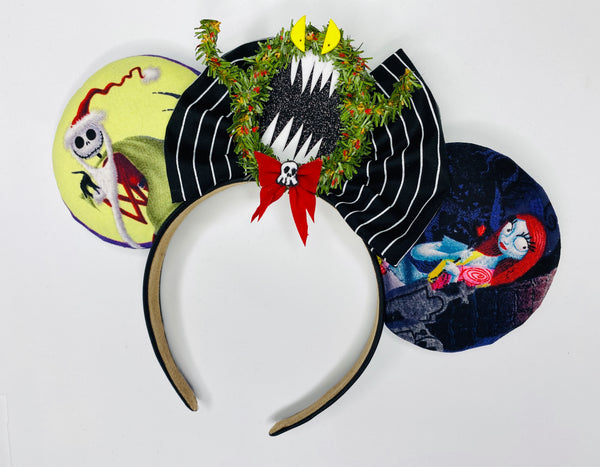 Nightmare Before Christmas Ears with Wreath