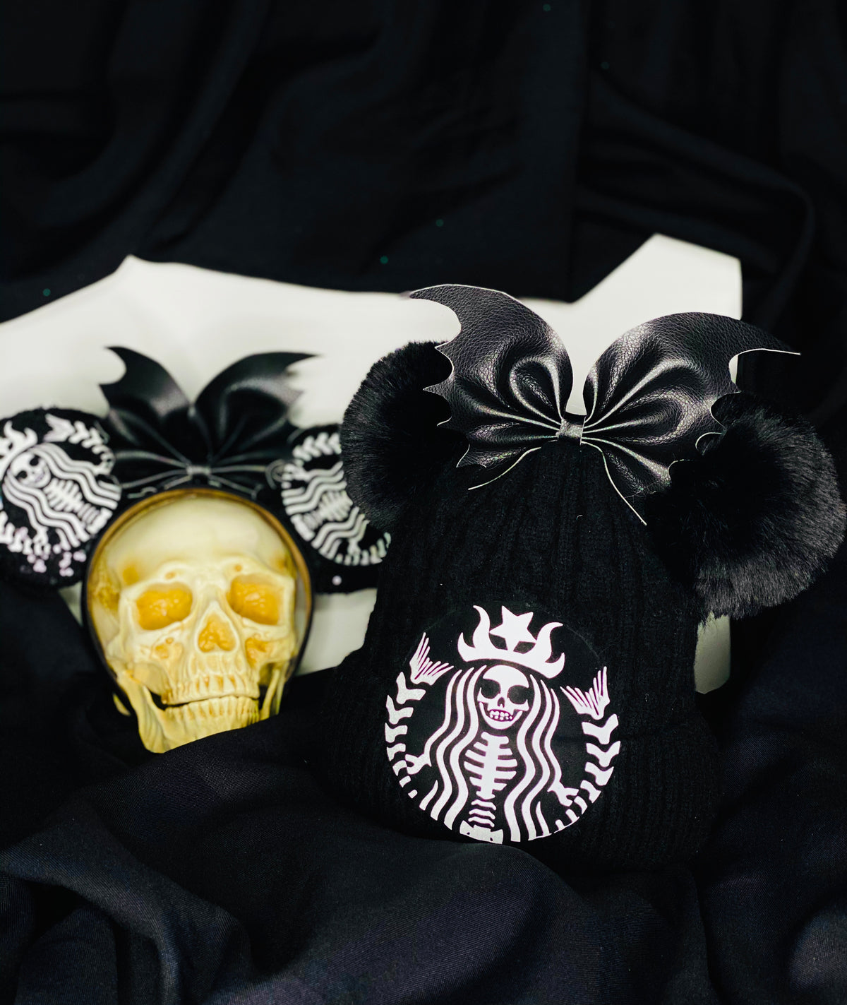 (Pre Order) Skellington Starbucks mermaid Beanie and ears