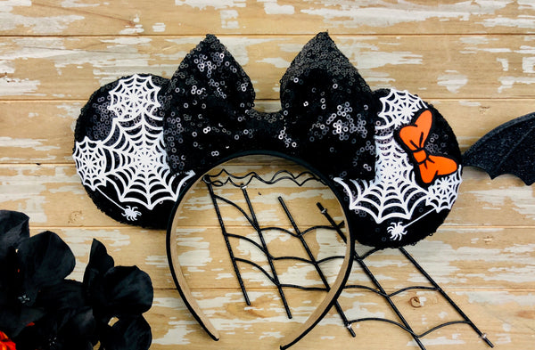 Black Spider Web Mickey and Minnie Ears