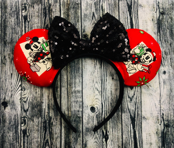 Mickey and Minnie red Christmas Ears