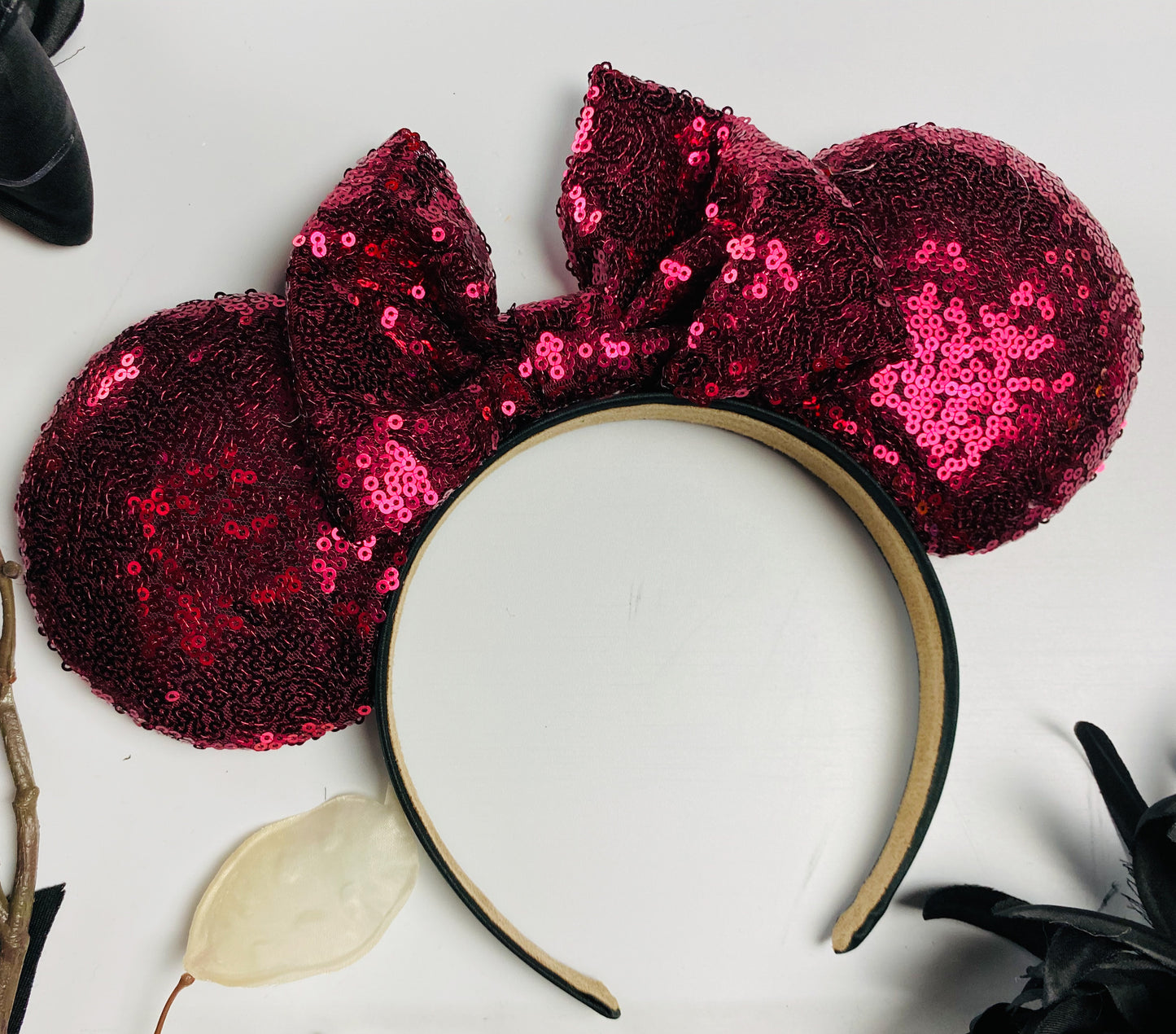 Burgundy Sequin Minnie Ears