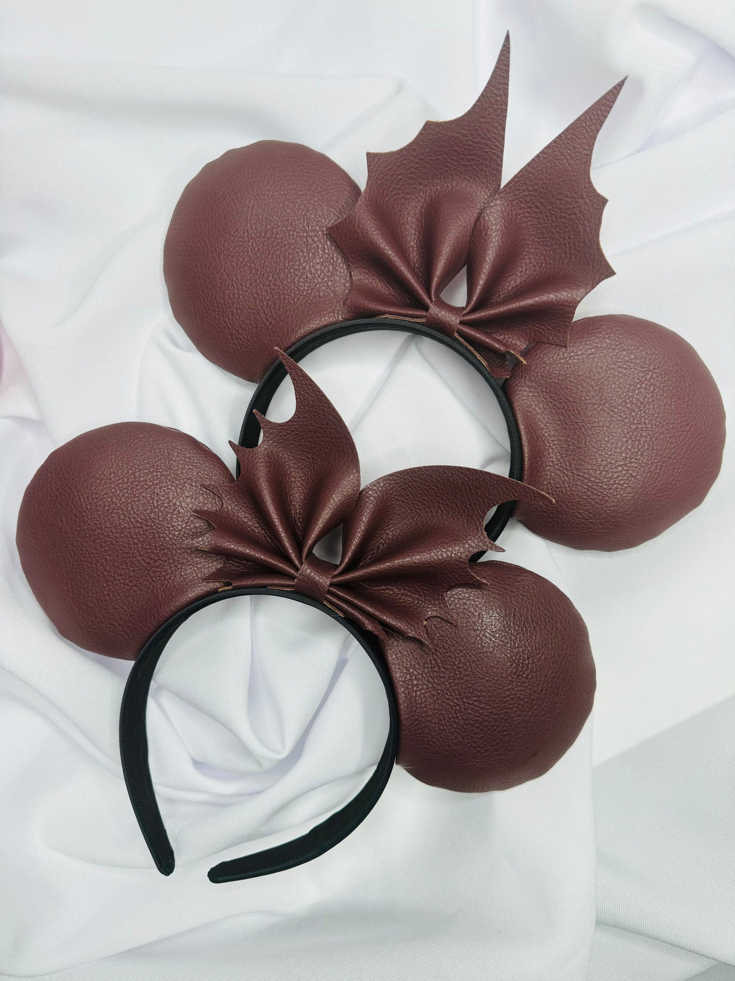 Faux Leather Ears with bat bow
