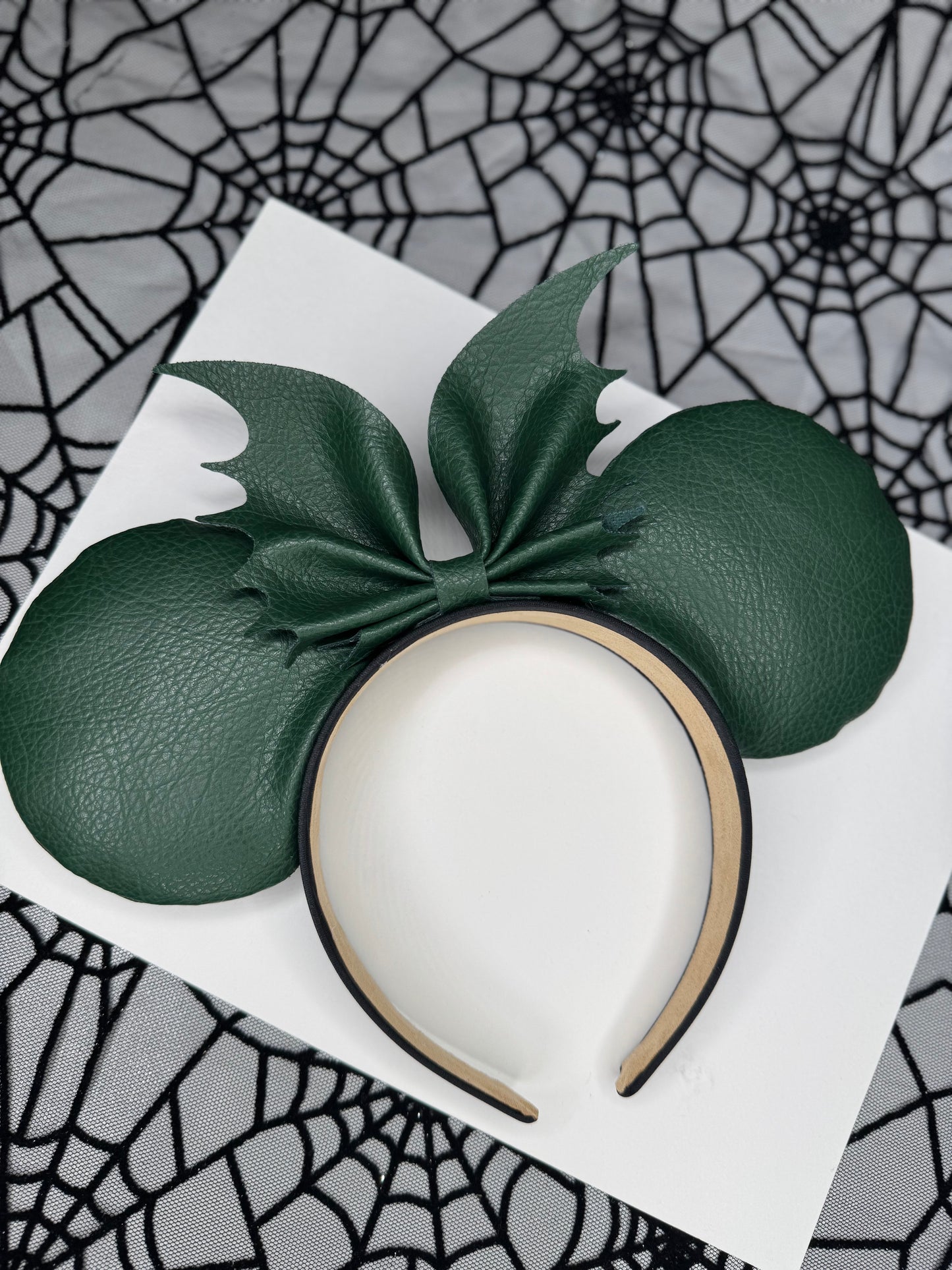 Dark Green Faux leather mouse ears