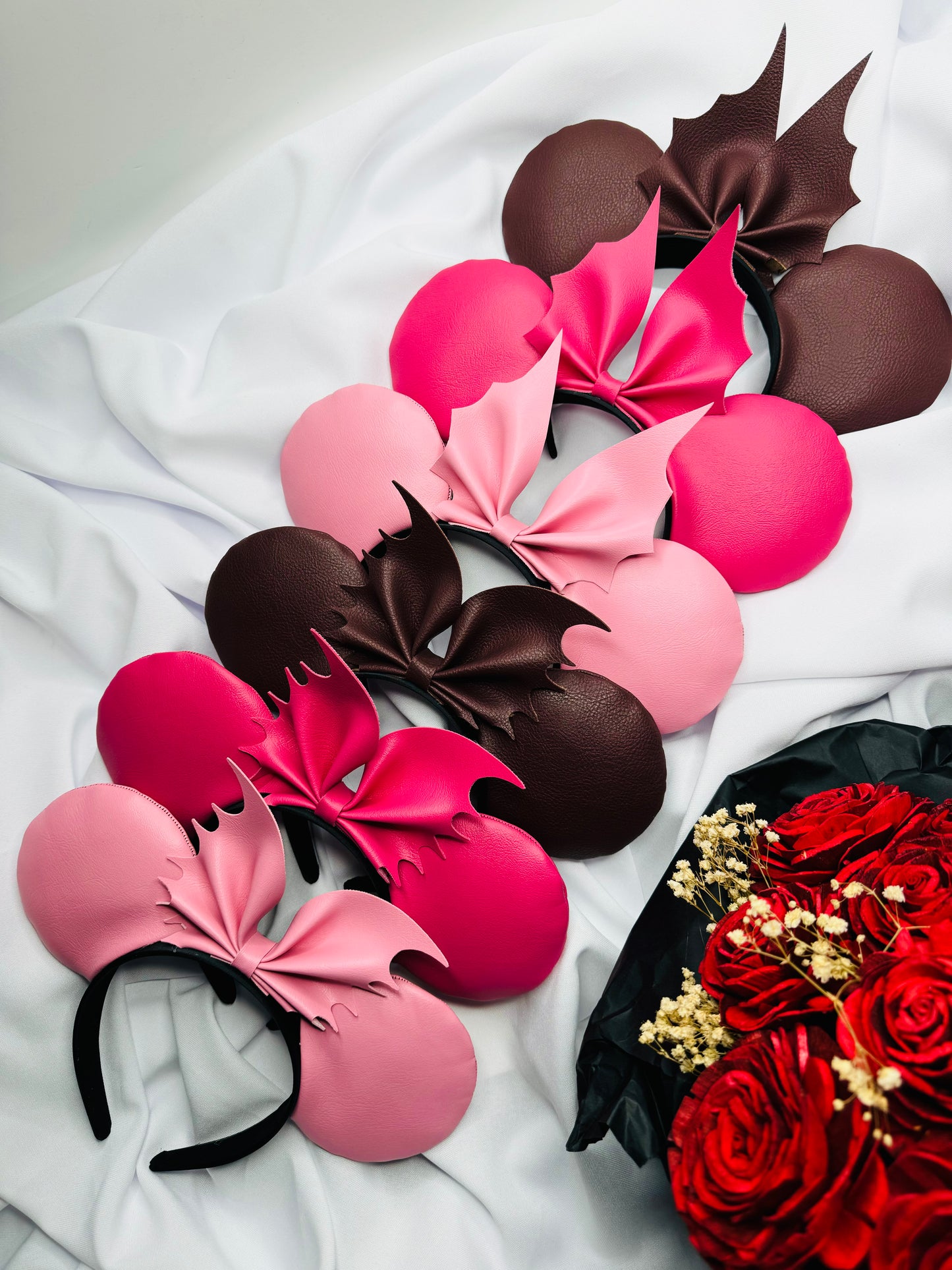 Faux Leather Ears with bat bow