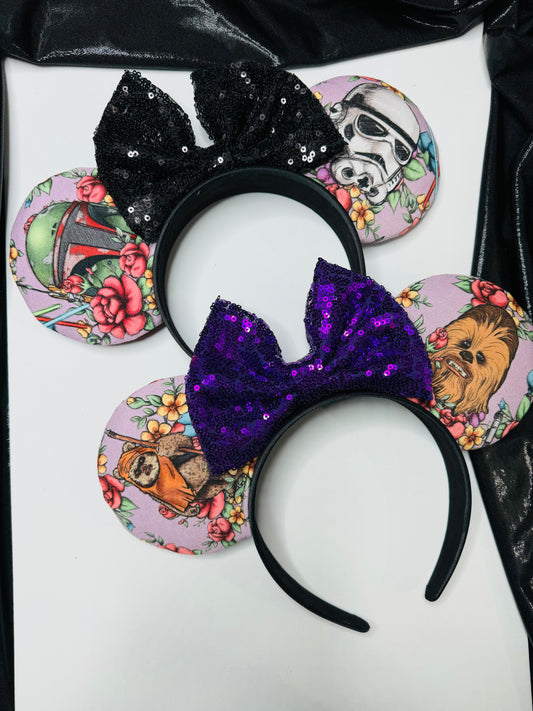 Lilac Floral Star Wars Sketch Inspired Ears