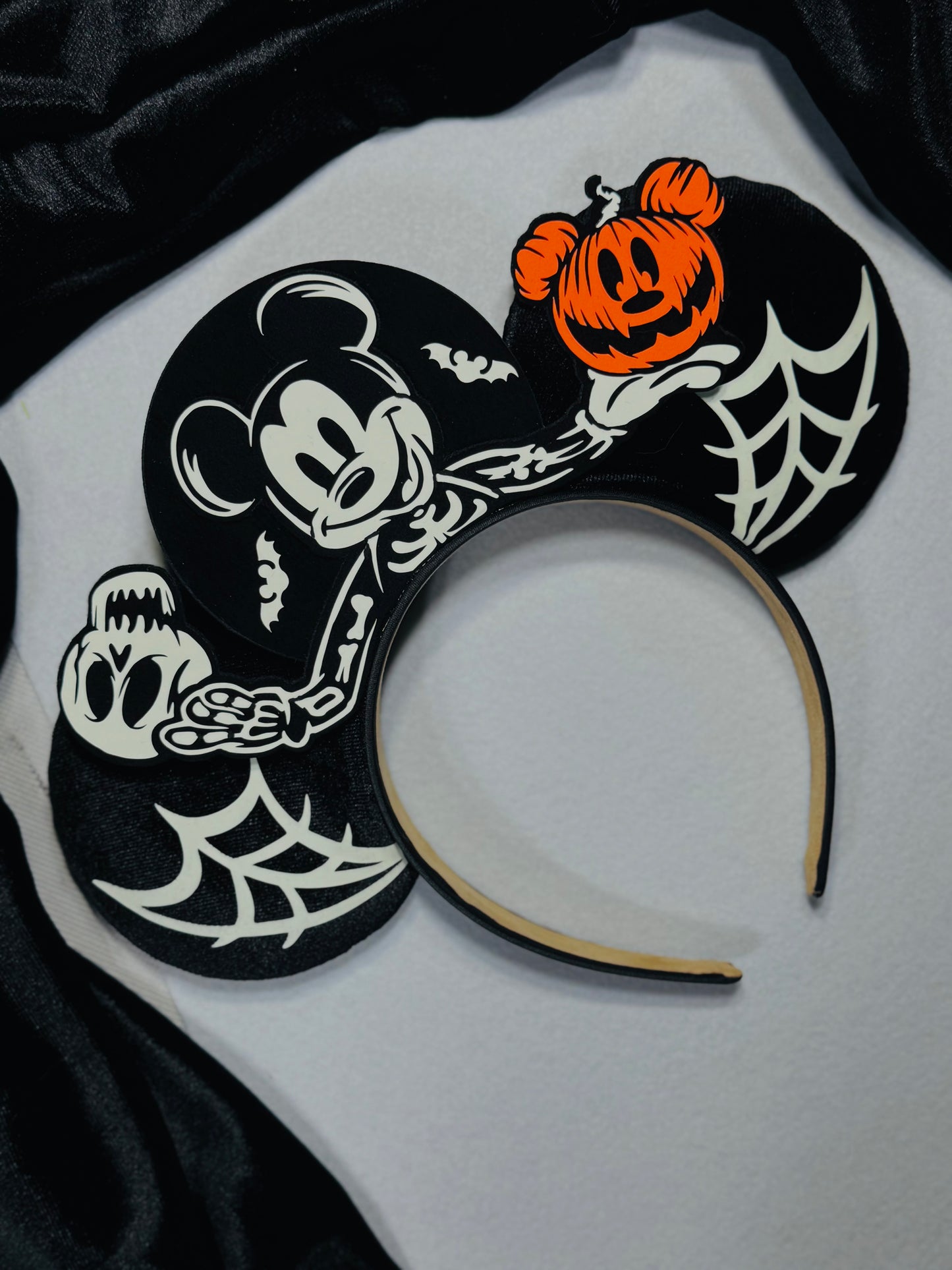 Mickey and Minnie Skellington Inspired Ears (Glow in the dark)