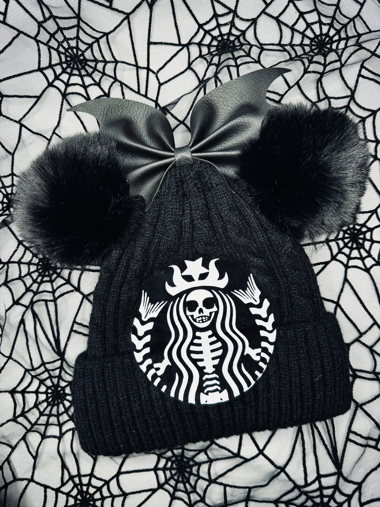 Skellington Starbucks mermaid Beanie and ears