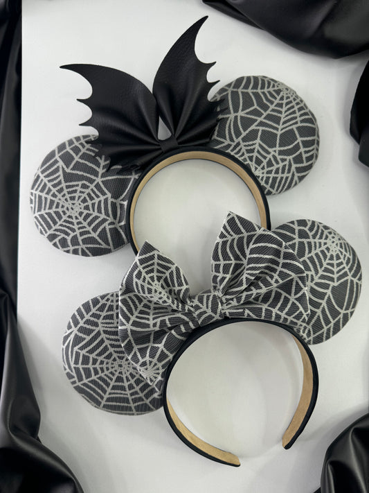 Gray white Glow in the Dark Spiderweb ears