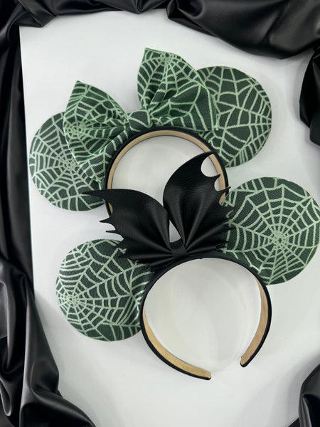 Green Glow in the Dark Spiderweb Inspired Ears