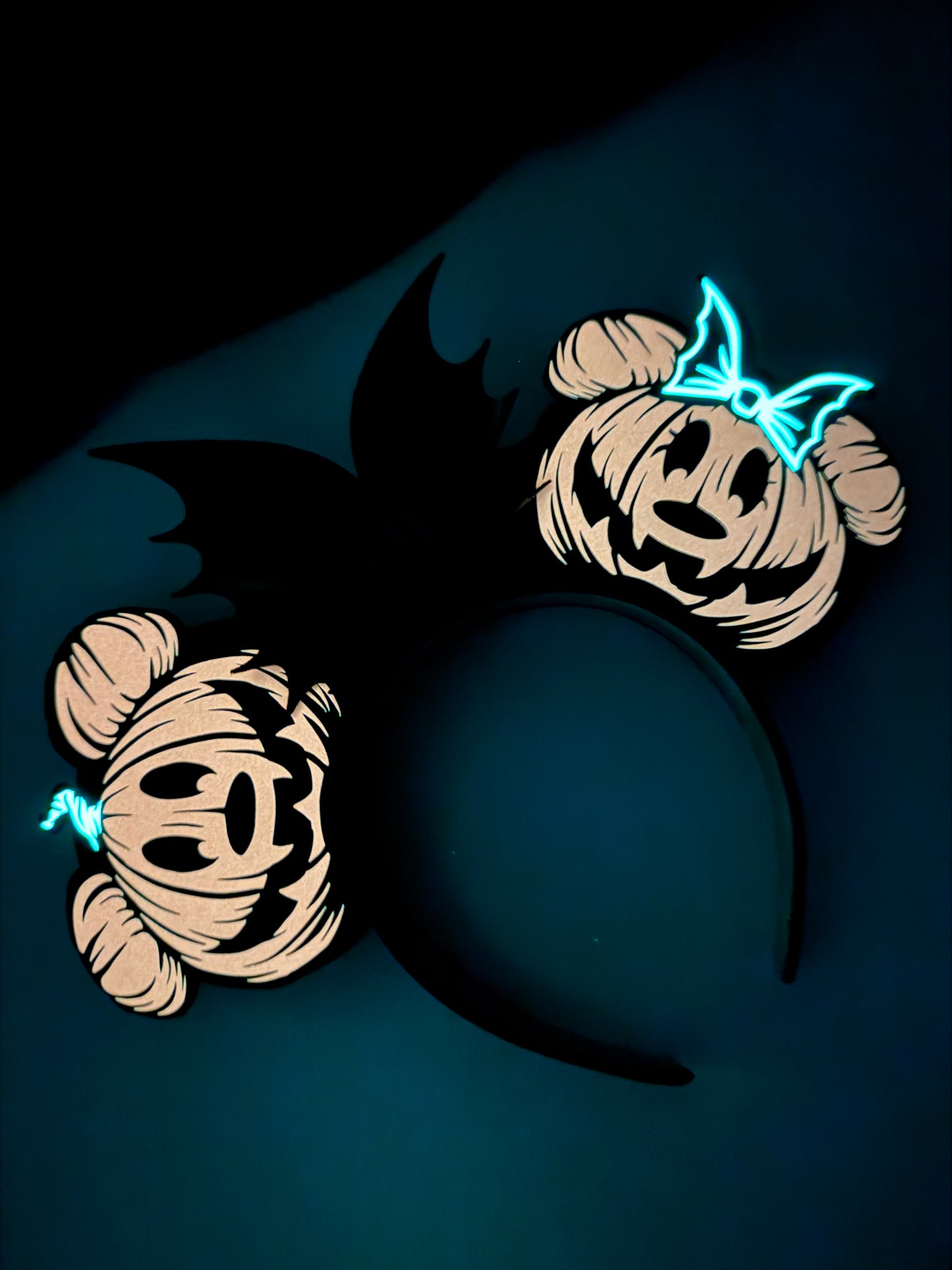 Mickey and Minnie Pumpkin Inspired Ears ( Glow in the dark )