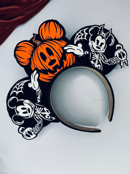 Mickey and Minnie Halloween Skeletons Inspired Ears