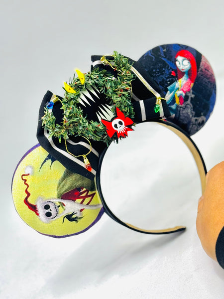 Nightmare Before Christmas Ears with Wreath