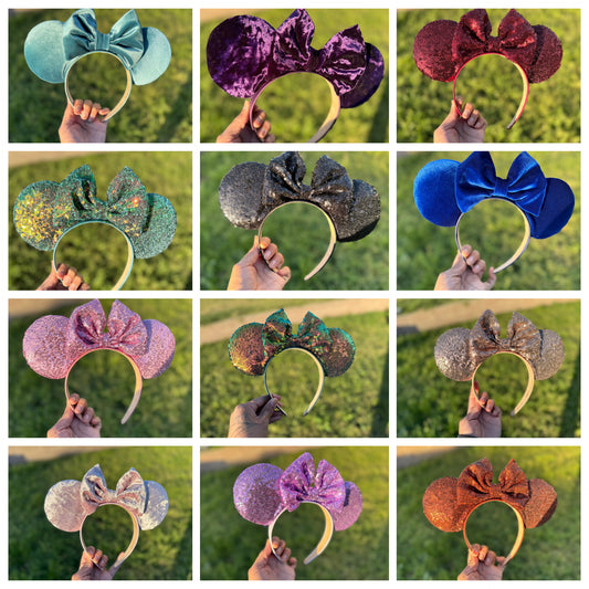 Limited solid velvet ears and sequin ears. (Colored headband)
