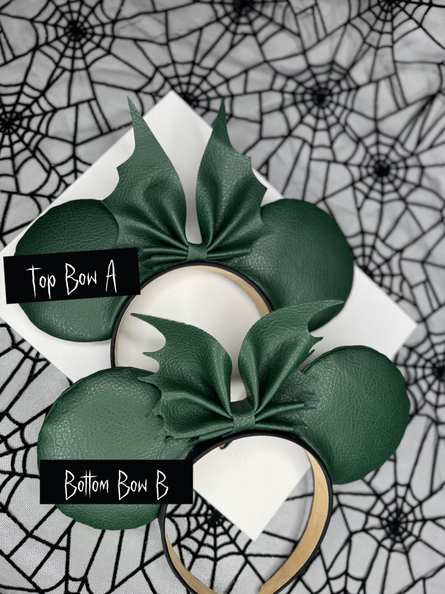 Dark Green Faux leather mouse ears
