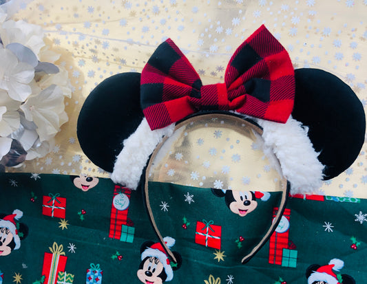 Velvet Ears with Plaid bow
