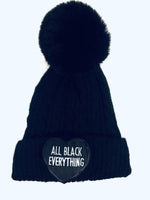 All black beanie single pom pom