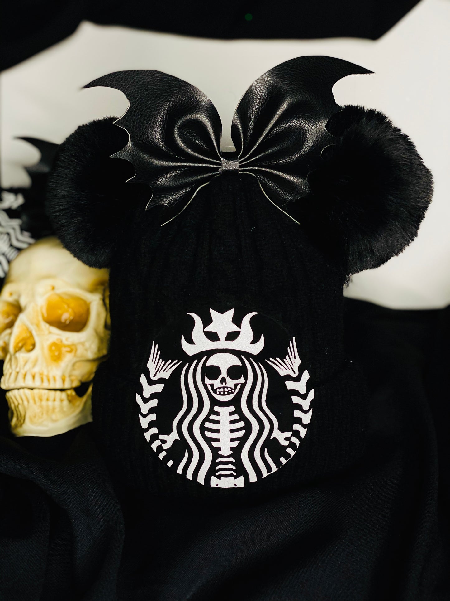 Skellington Starbucks mermaid Beanie and ears