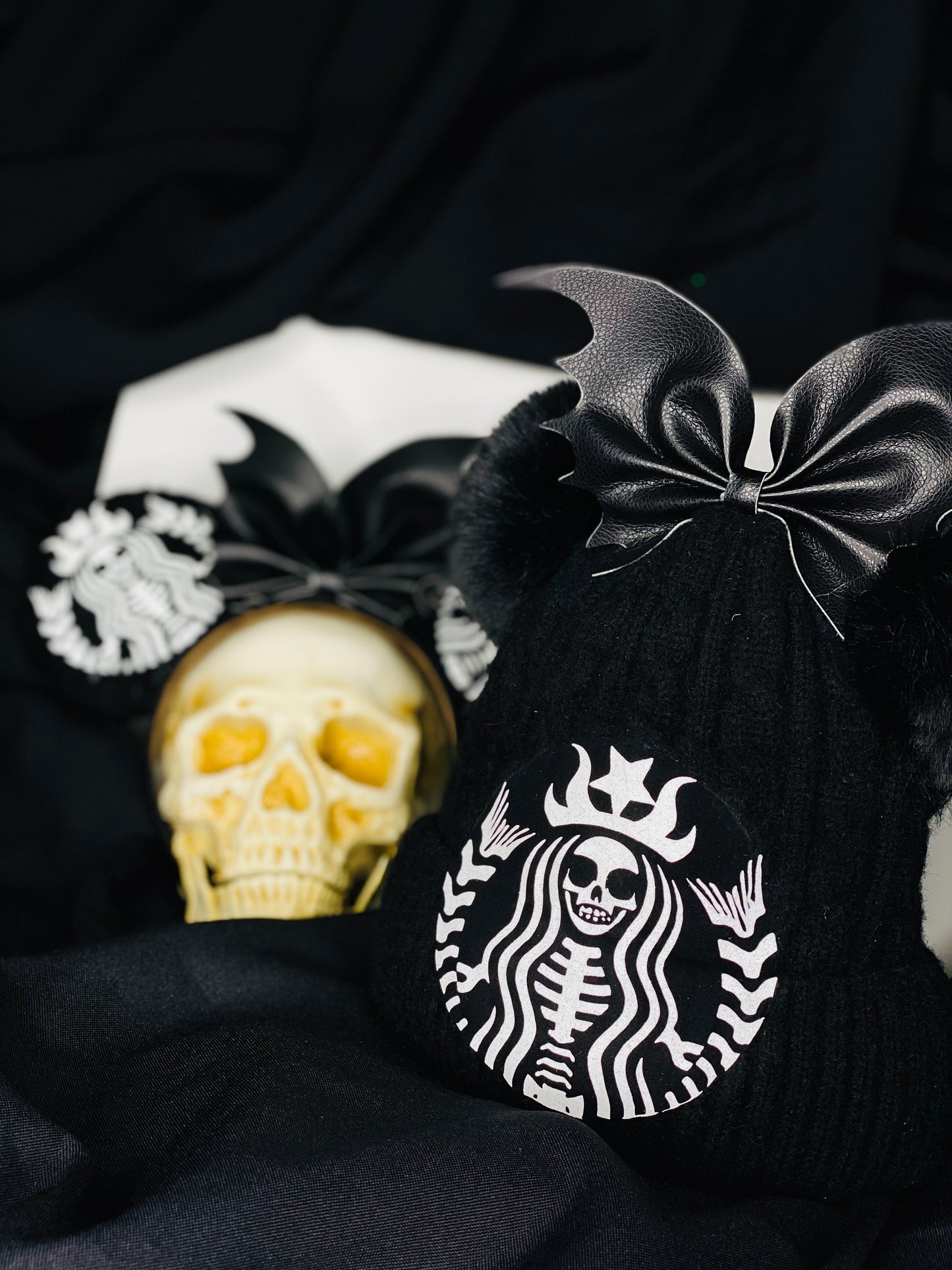 Skellington Starbucks mermaid Beanie and ears