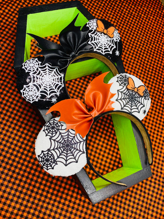 Mickey Web black and White with bat bow Ears