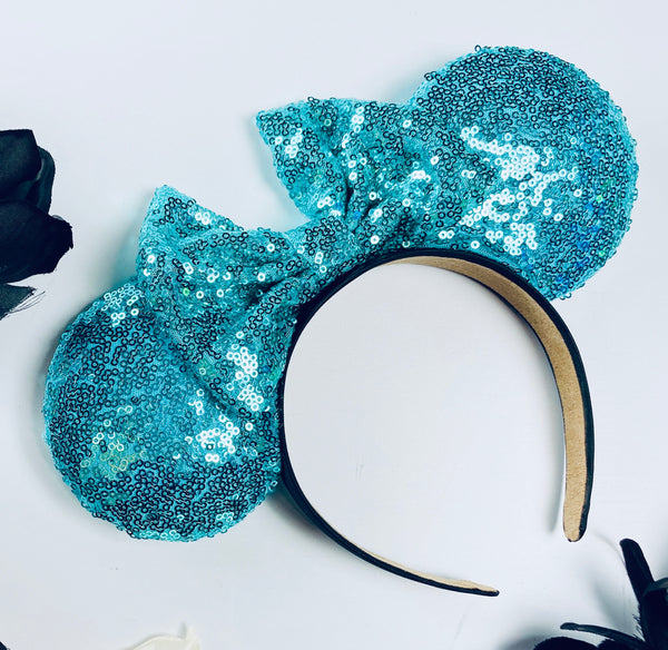 Aqua Blue Sequin Minnie Ears
