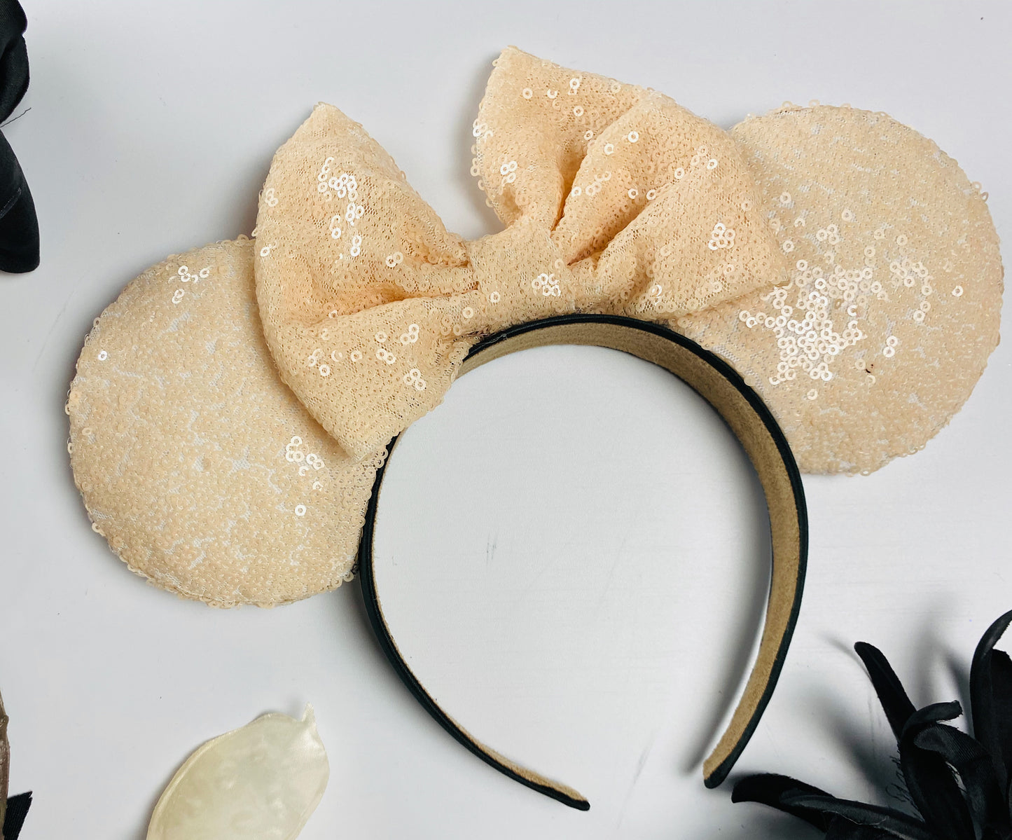 Beige Sequin Minnie Ears
