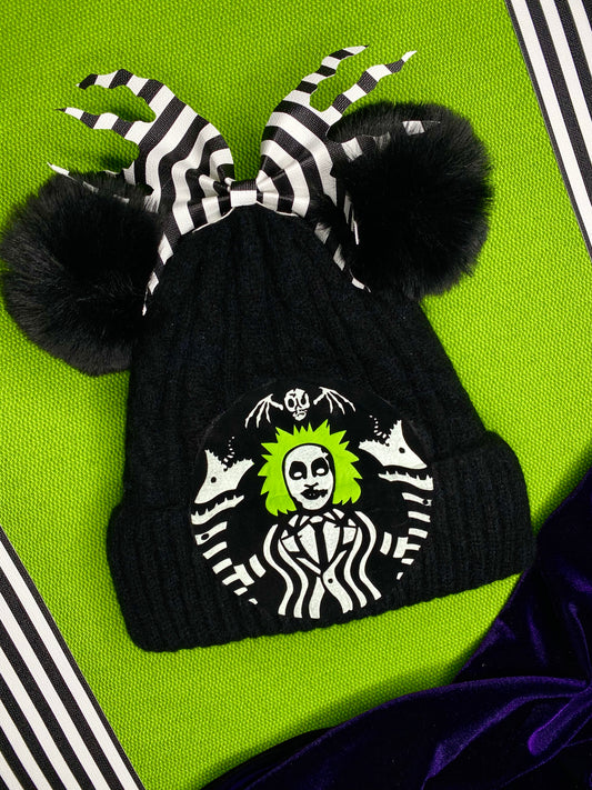 Coffee Beetlejuice Inspired Beanie(glow in the dark)
