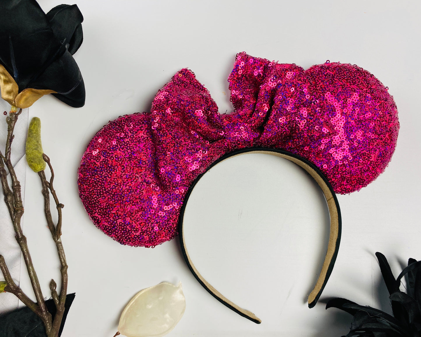 Dark Pink Holo Sequin Minnie ears