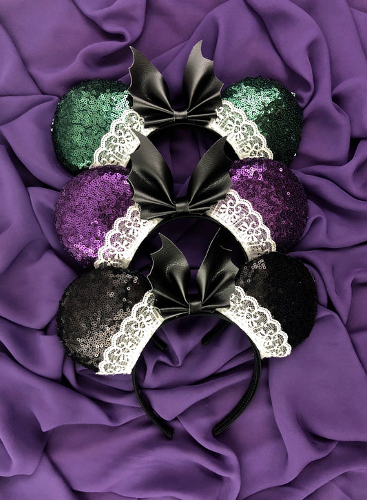 Haunted Mansion Ears with bat bow