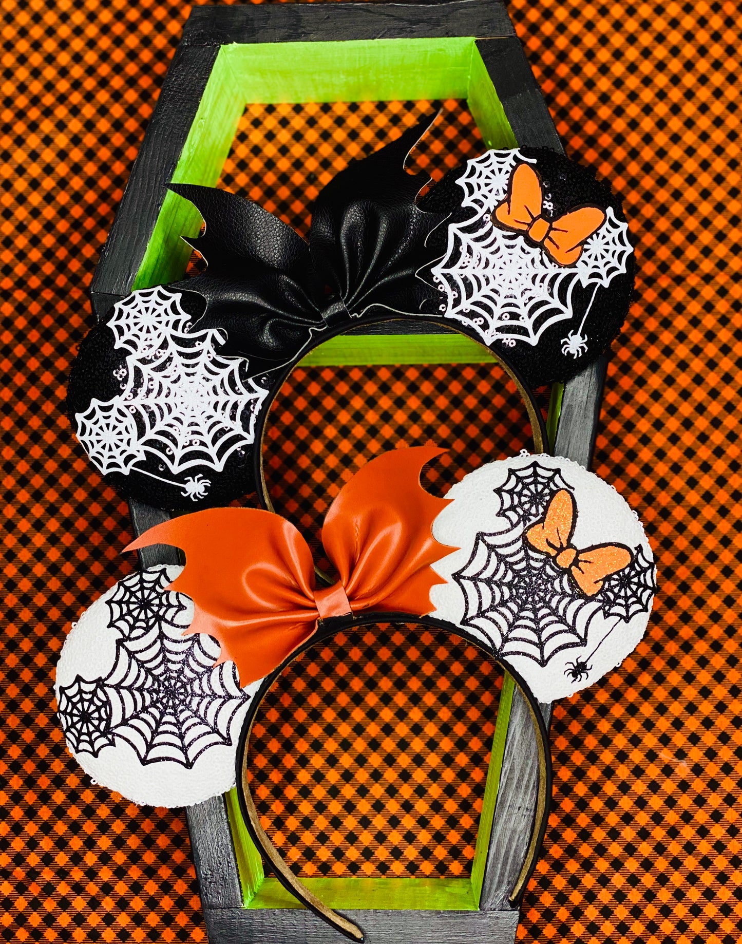 Mickey Web black and White with bat bow Ears